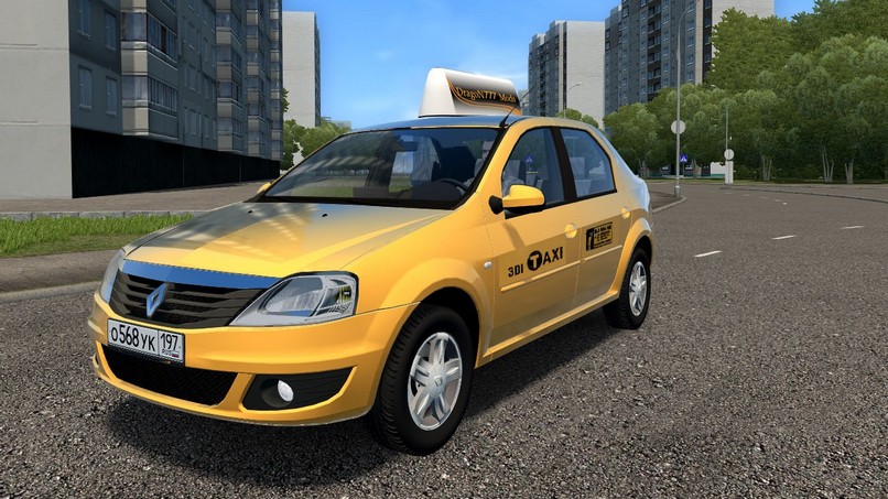 2. Качественный мод на легендарный автомобиль Renault Logan Taxi для игры C...